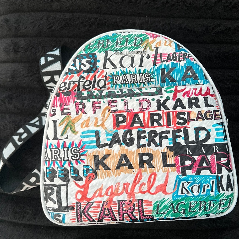 Karl Lagerfeld multi logo print mini backpack
